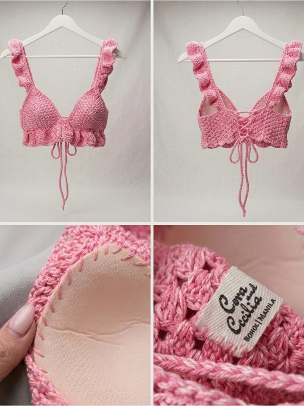 Pink Crochet Ruffle Bralette - Picture 2 of 2